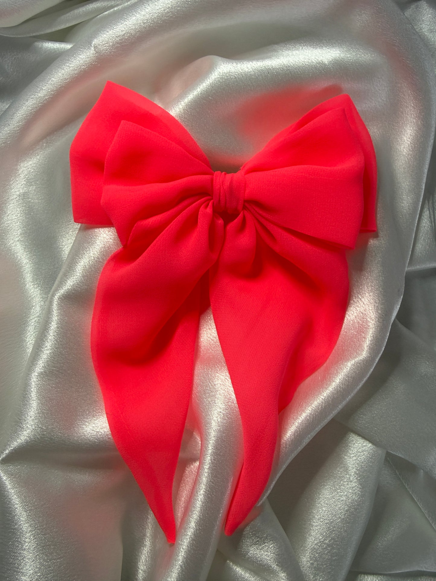Neon Coral Chiffon Darcie Hair Bow