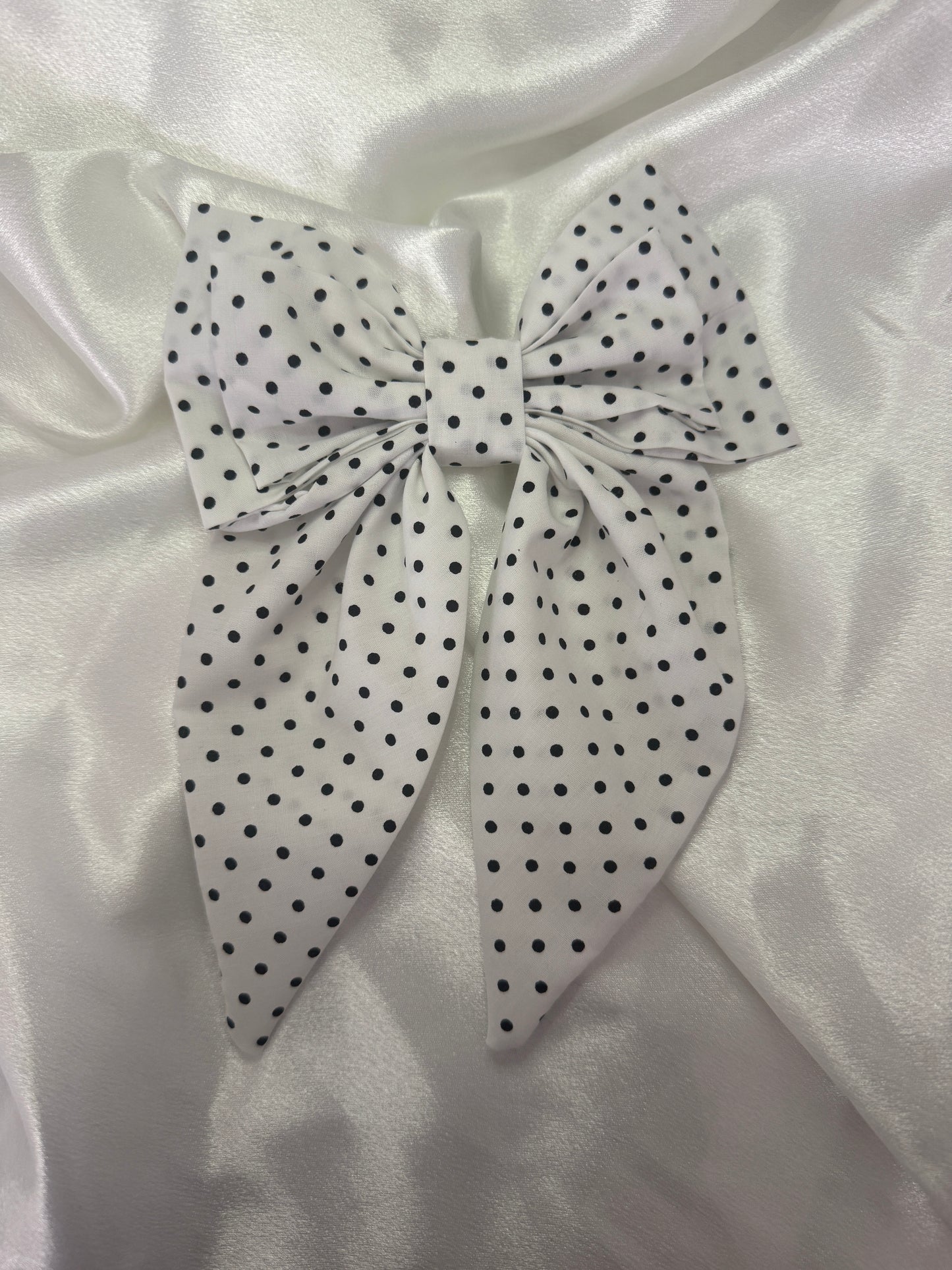 White Polka Dot Darcie Bow