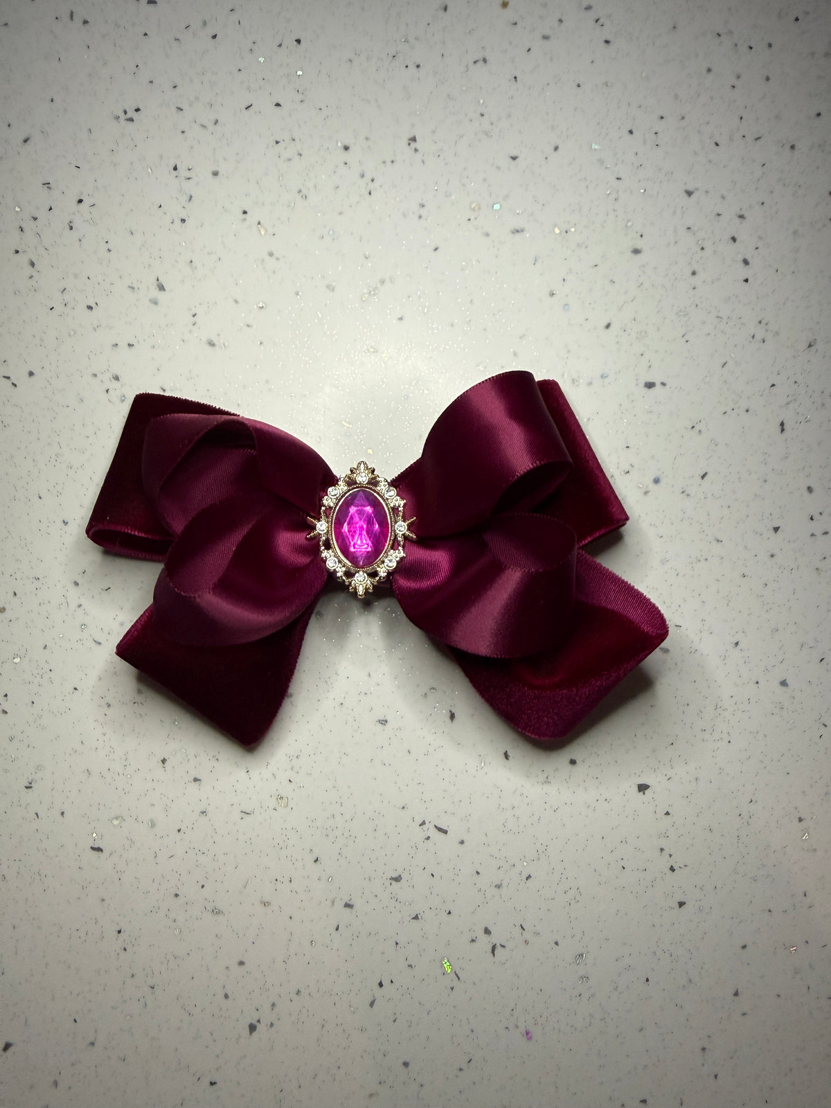 Burgundy velvet princess school bow