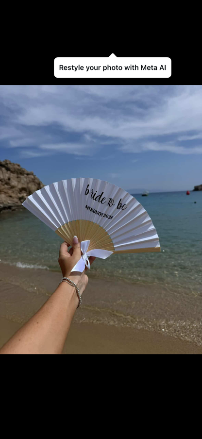 Personalised Hand Fan with Bow