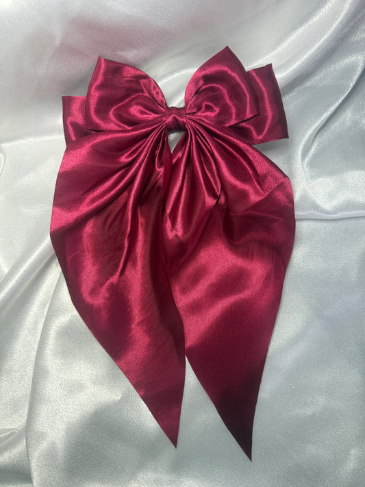 Wine Double Bow With Tails