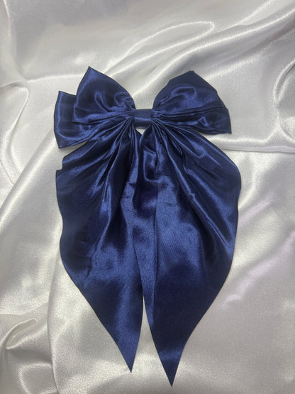 Navy Double Bow With Tails