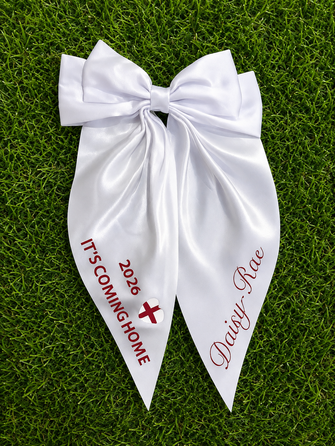World Cup Satin Double Hair Bow White