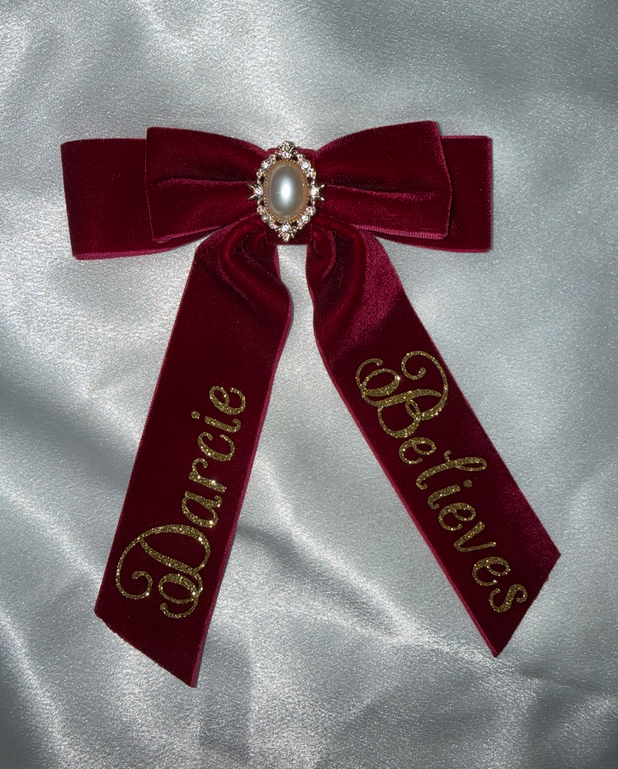 Christmas Velvet Believe hair bow