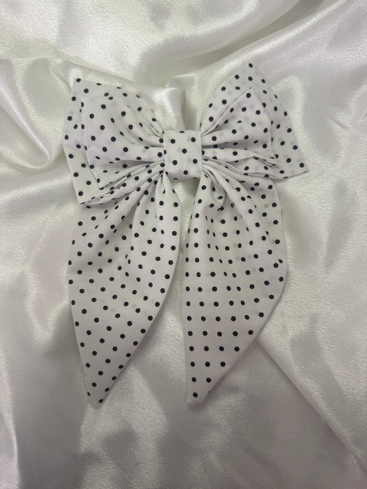 White Polka Dot Darcie Bow