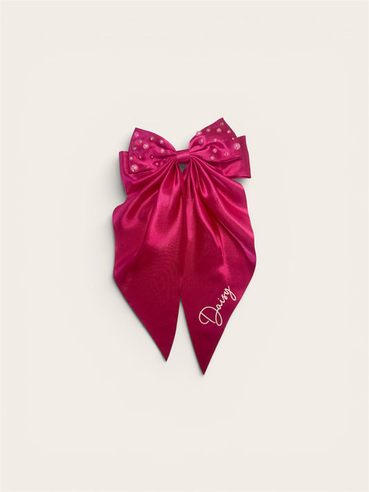 Double Bow With Tails and Pearls