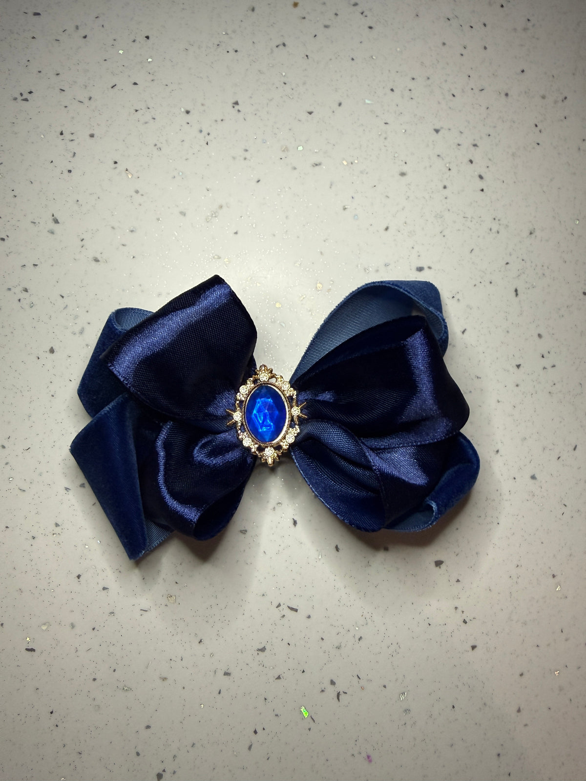 Navy velvet princess school bow