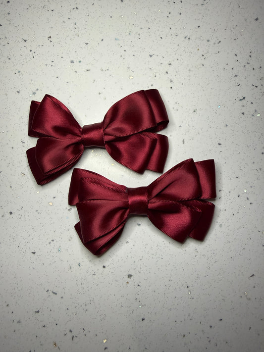 Burgundy school bows - pair