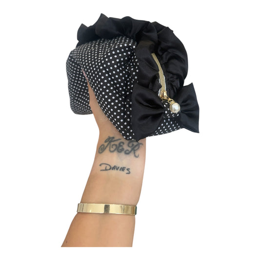 The Boxy Bow Bag - Black Polka Dot