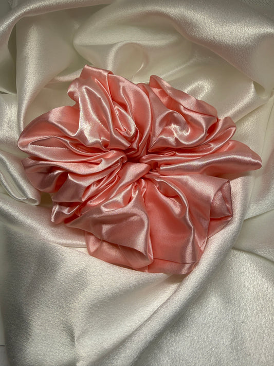 Pink Satin Scrunchie